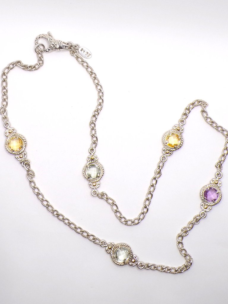 Robert Manse Multi-Gemstone Sterling Silver Necklace 22 Inches